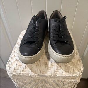Paul Green Black Leather Sneakers with White Soles